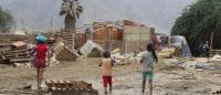 children in flooded area